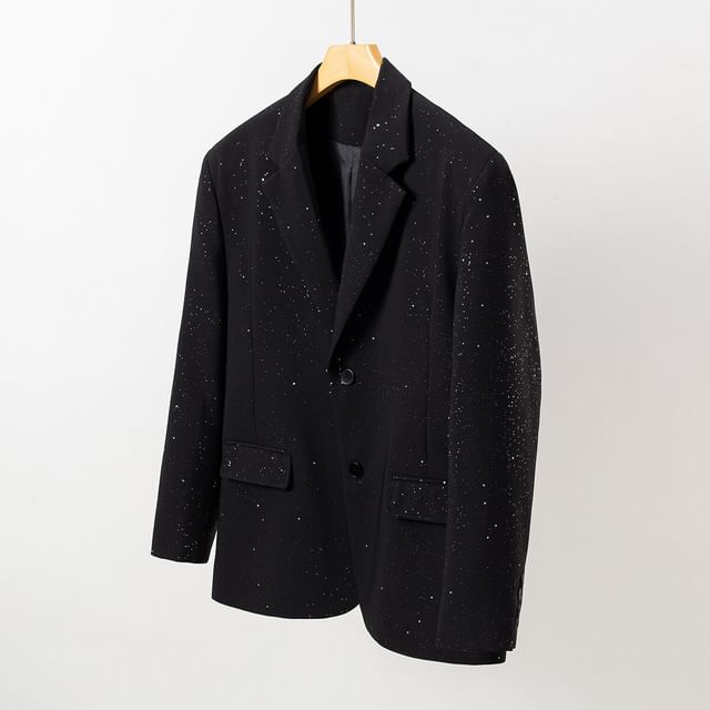 Sheck-Lapel Collar Glitter Single Breasted Blazer
