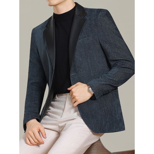 Sheck-Lapel Collar Plain Button Up Blazer