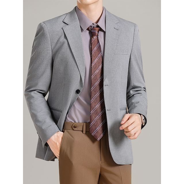 Sheck-Lapel Collar Plain Single Breasted Blazer