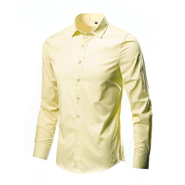 Sheck-Long-Sleeve Collared Plain Button Up Shirt