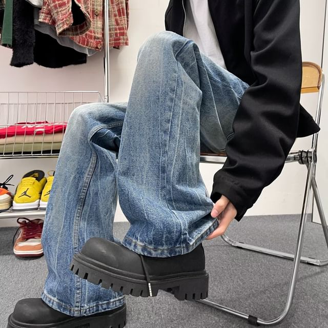 Sheck-Mid Rise Washed Bootcut Jeans