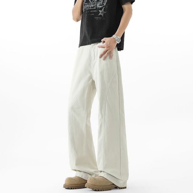 Sheck-Mid Rise Washed Wide Leg Jeans