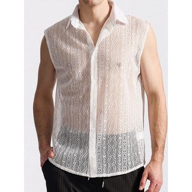 Sheck-Sleeveless Lace Shirt