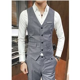 Sheck-V-Neck Plain Single Breasted Vest