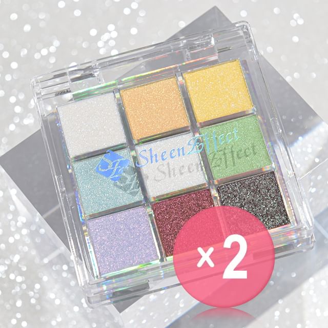 SheenEffect-9-Color Glittery Chameleon Eyeshadow Palette - Encounter 2pcs Bundle Set