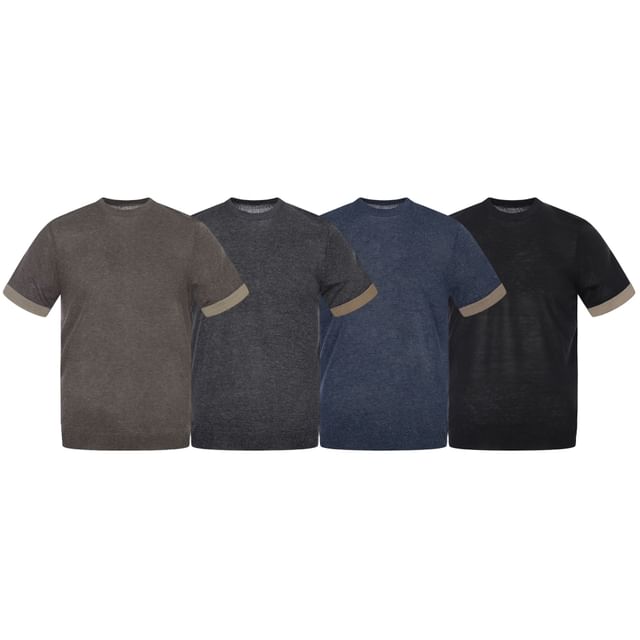 Shineon Studio-Short-Sleeve Crewneck Plain Knit Top
