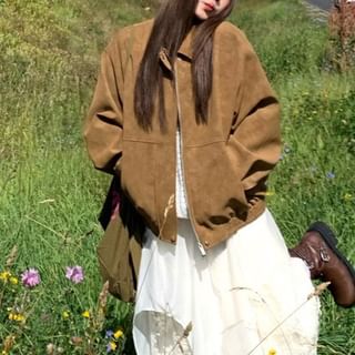 Shinsei-Collared Plain Zip-Up Barn Jacket