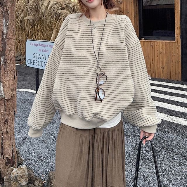 Shinsei-Crew Neck Striped Pullover