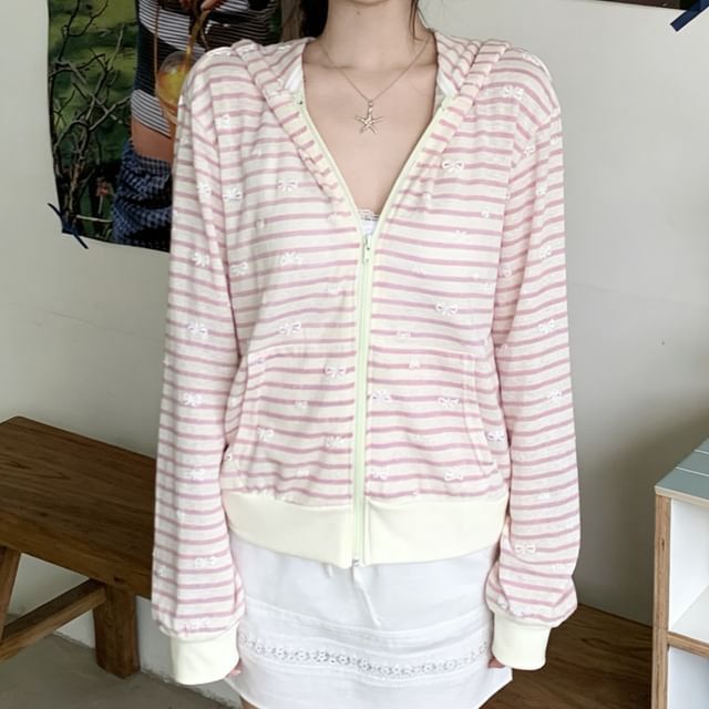 Shinsei-Hooded Striped Zip Jacket