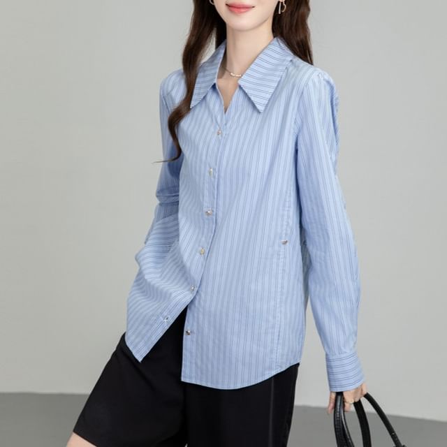 Shinsei-Long-Sleeve Striped Shirt