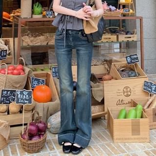 Shinsei-Low Rise Washed Flared Jeans