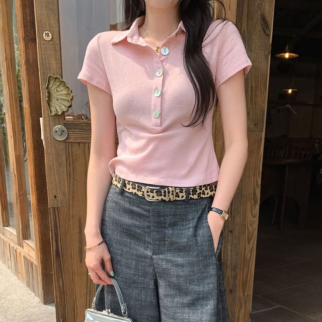 Shinsei-Short-Sleeve Plain Polo Shirt