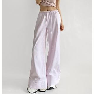Shira-Drawstring Waist Striped Wide Leg Pants