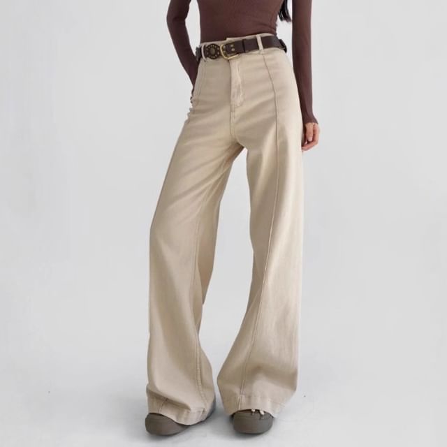 Shira-High Waist Plain Flared Pants