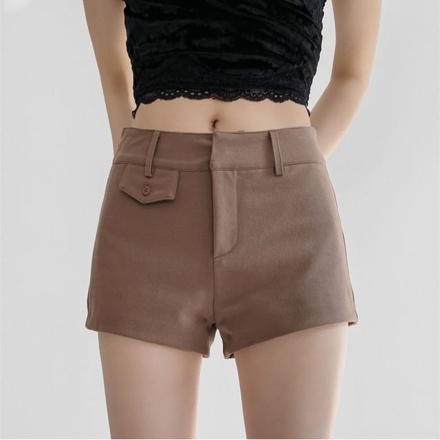 Shira-Low Rise Plain Hot Pants