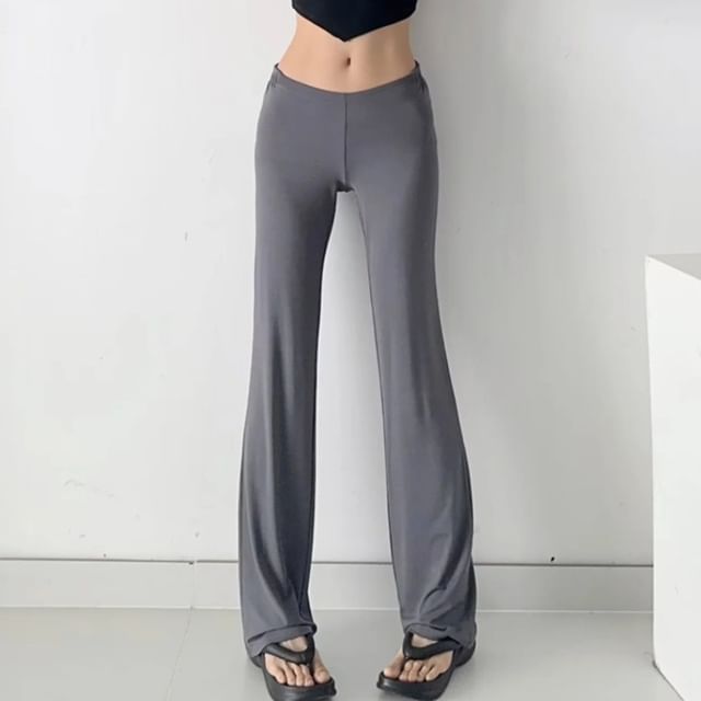 Shira-Low Rise Plain Straight Leg Pants