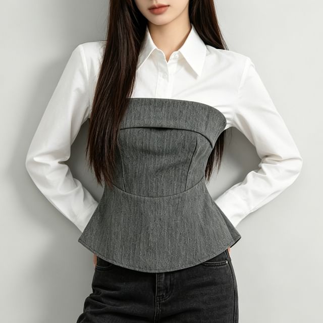 Shira-Strapless Plain Flowy Tube Top