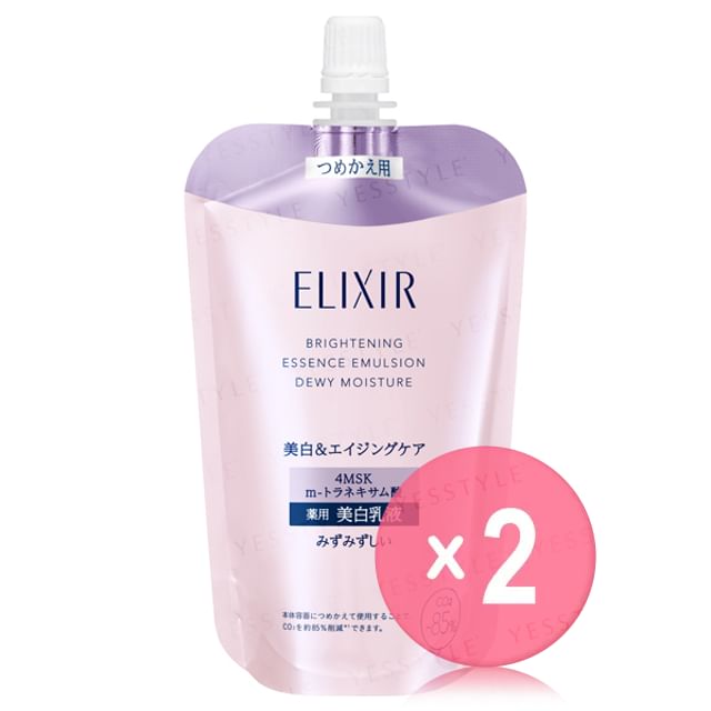 Shiseido-Elixir Brightening Essence Emulsion Dewy Moisture Refill 2pcs Bundle Set