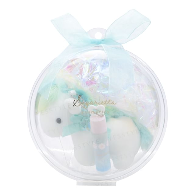 SHOBIDO-Unicorn Lip Balm with Mint Blue Plush Keychain-1 套