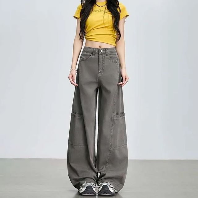 Shopherd-Mid Waist Wide Leg Cargo Jeans