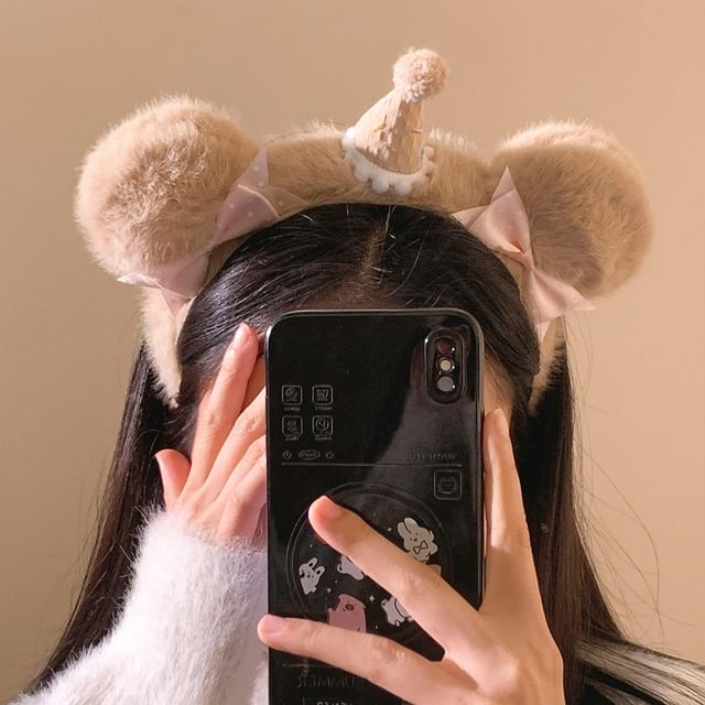 Show Mind-Bear Ear Party Hat Chenille Headband Various Designs