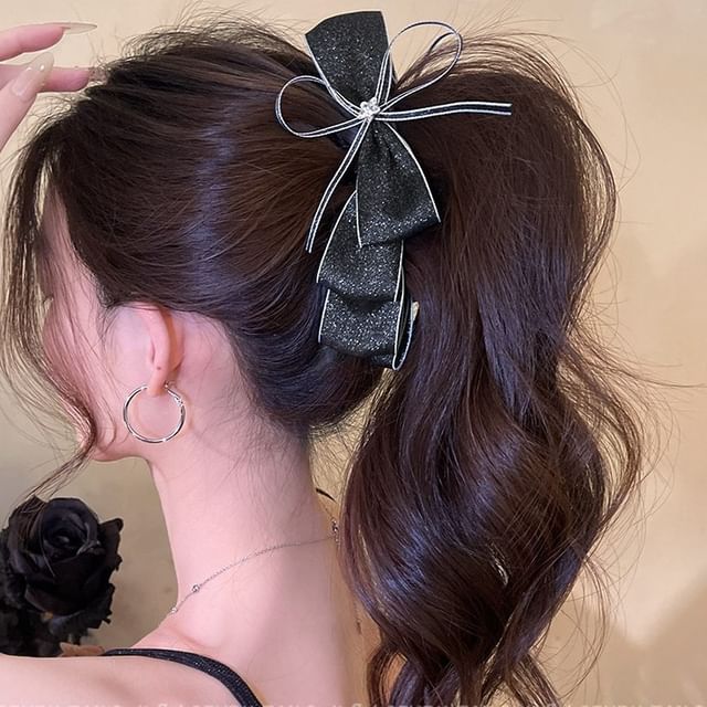 Show Mind-Glitter Bow Banana Clip