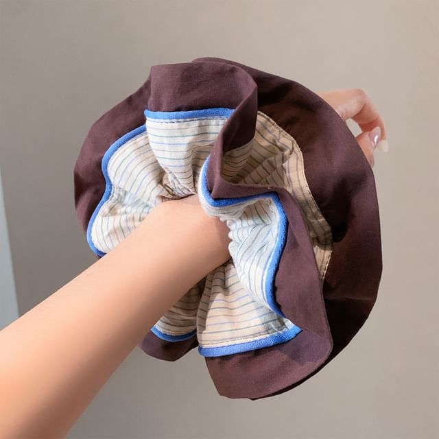 Show Mind-Pinstriped Ruffle Scrunchie