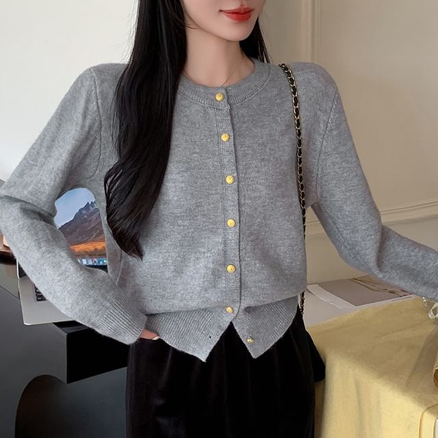 Sienne-Button-Up Plain Cardigan