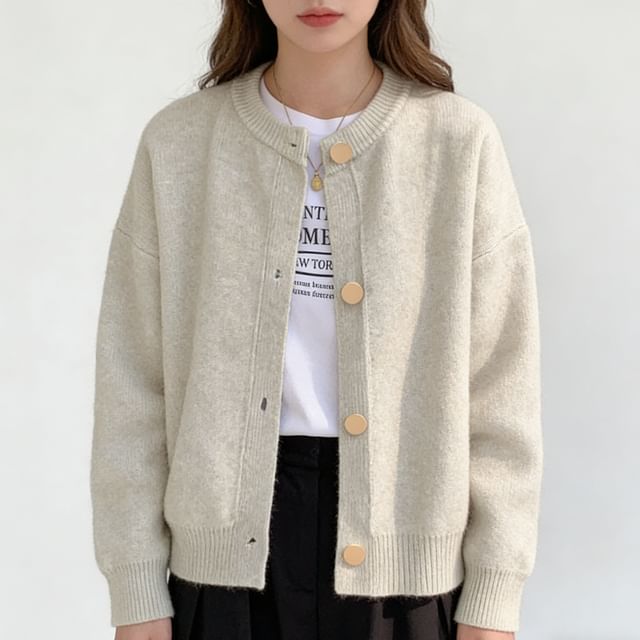 Sienne-Button-Up Plain Cardigan