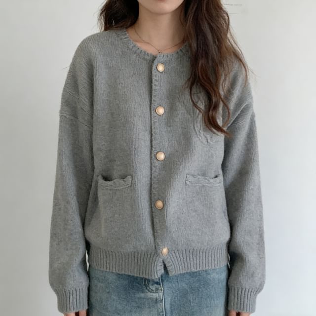 Sienne-Button-Up Plain Cardigan