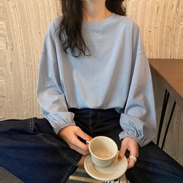 Sienne-Crew Neck Drop Shoulder Plain Pullover