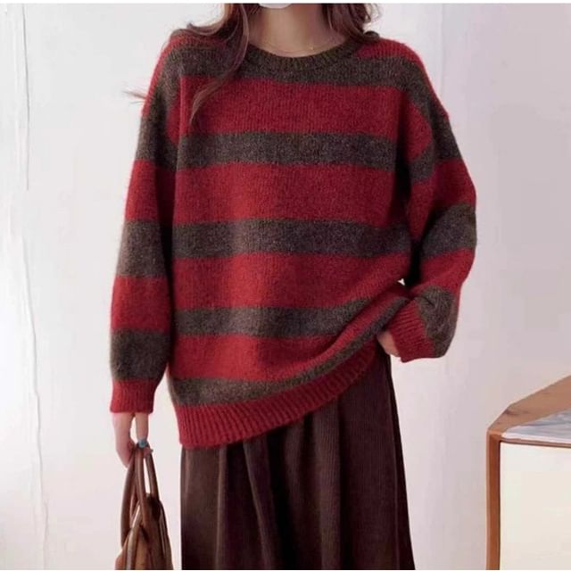 Sienne-Crew Neck Striped Sweater