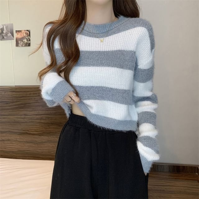 Sienne-Crew Neck Striped Sweater