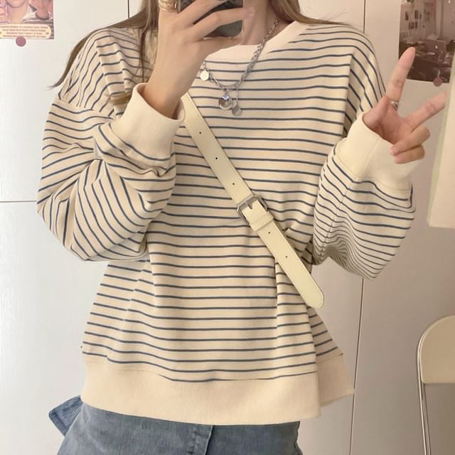 Sienne-Crewneck Striped Sweatshirt