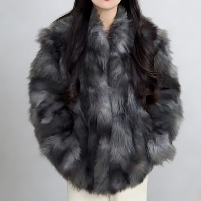 Sienne-Faux Fur Plain Coat