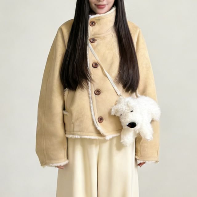 Sienne-Fleece-Lined High Neck Button-Up Jacket