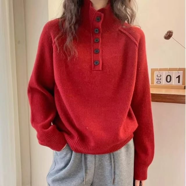 Sienne-Henley Plain Sweater