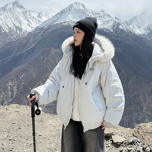 Sienne-Plain Hood Zip Puffer Jacket