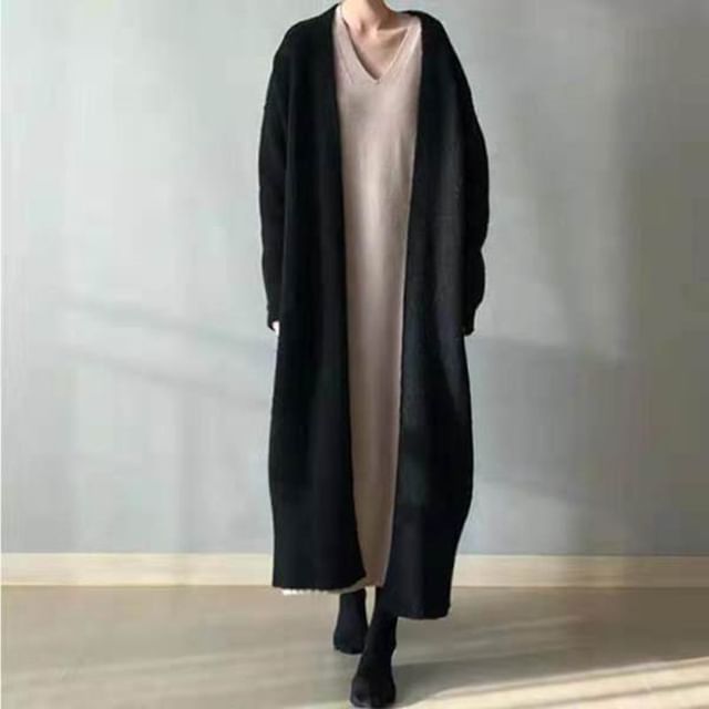 Sienne-Plain Midi Open Front Cardigan