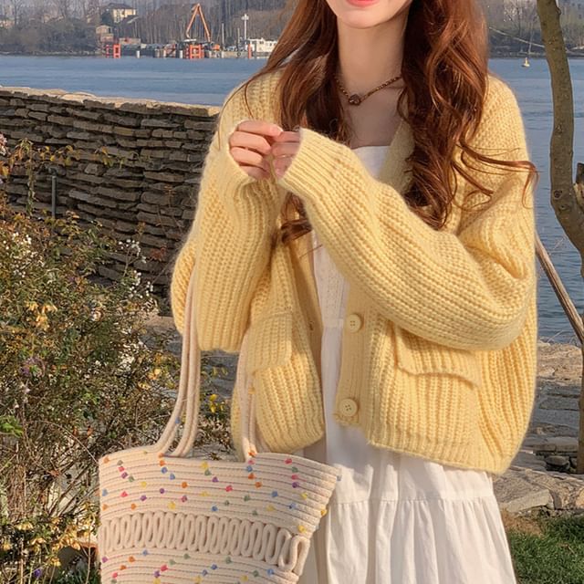 Sienne-V-Neck Ribbed Cardigan