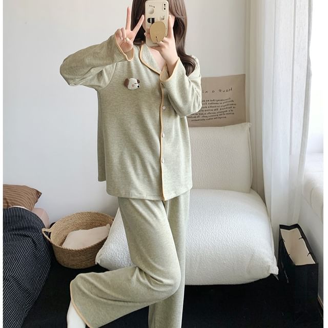 Siensien-Contrast Trim Pajama Set