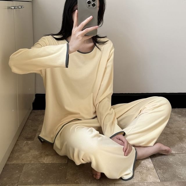 Siensien-Contrast Trim Pajama Set