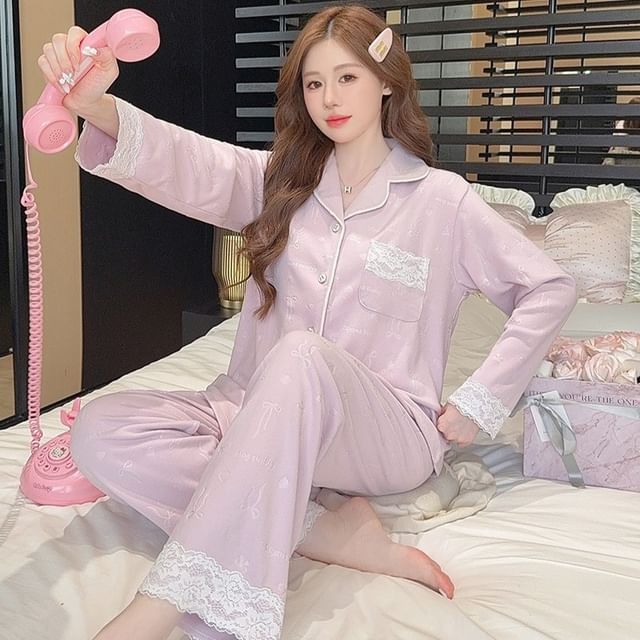 Siensien-Lace Trim Pajama Set
