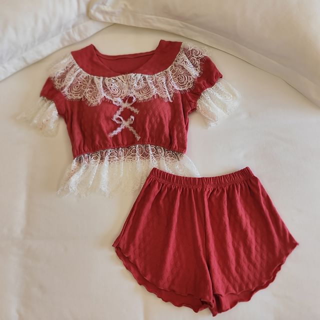 Siensien-Lace Trim Pajama Set