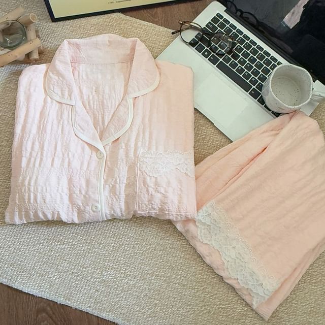 Siensien-Lace Trim Pajama Set