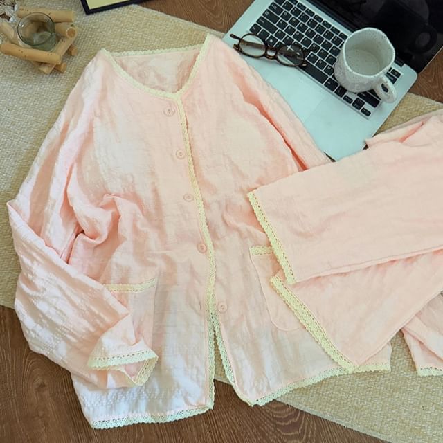Siensien-Lace Trim Pajama Set