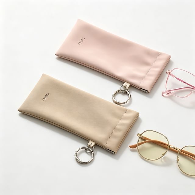 SIMBLER-Plain Faux Leather Eyeglasses Case