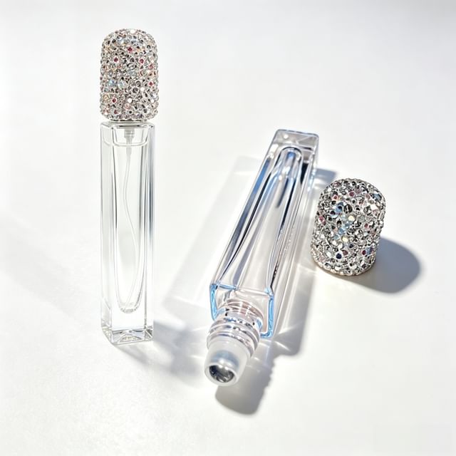 SIMBLER-Rhinestone Glass Spray Bottle Roller Bottle