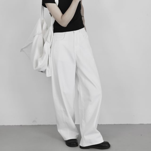 SIMPLE BLACK-High Waist Wide Leg Jeans