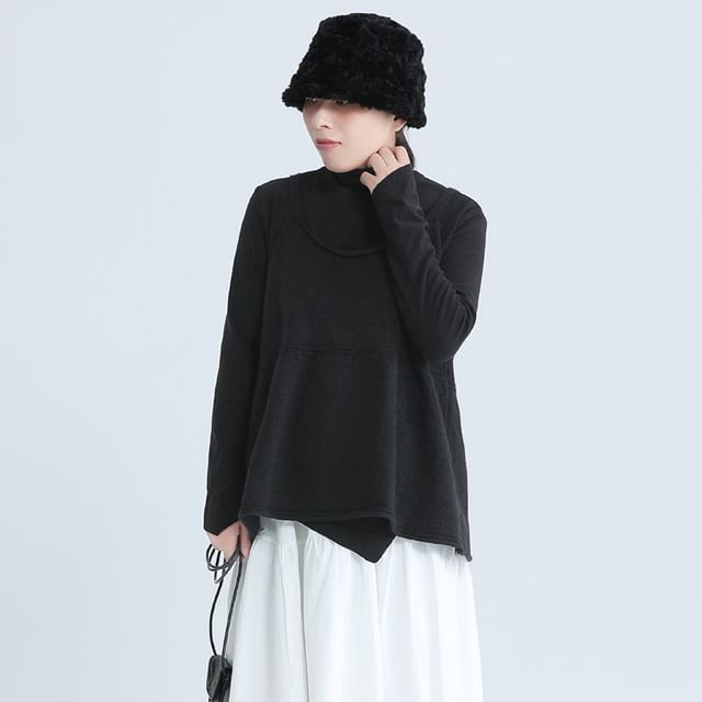 SIMPLE BLACK-Scoop Neck Plain Knit Camisole Top